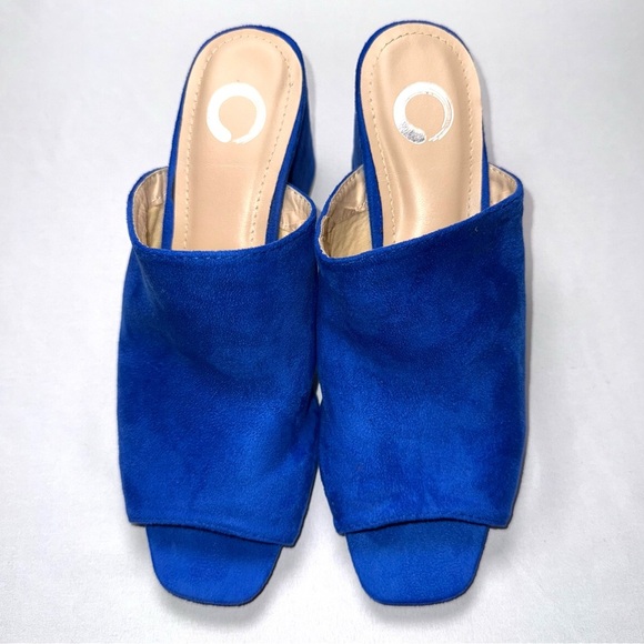 Journee Collection Blue Heeled Mules - Picture 3 of 6